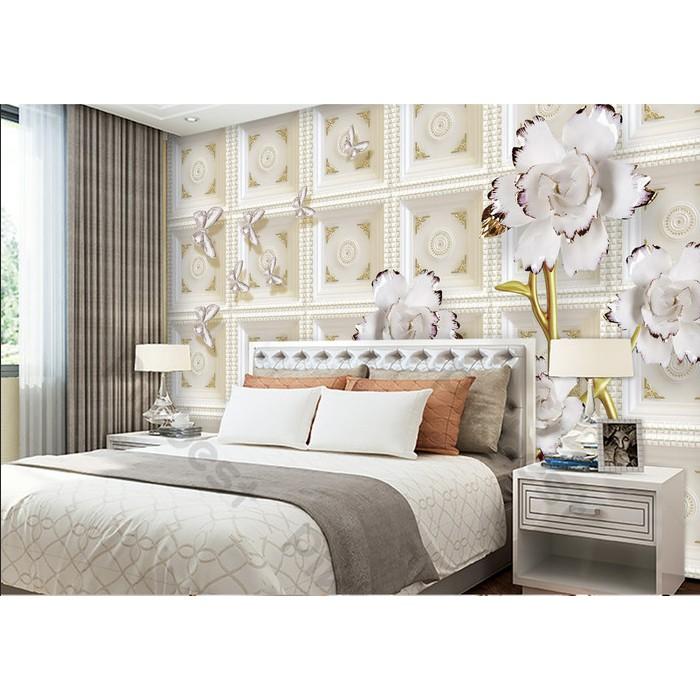 Tranh dán tường Hoa bướm tường hiện đại, tranh dán tường 3d hiện đại MS774023