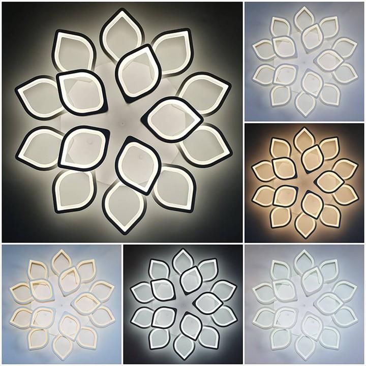 Đèn trần trang trí phòng khách LED 15 cánh sen 3 chế độ màu có điều khiển lighthouse