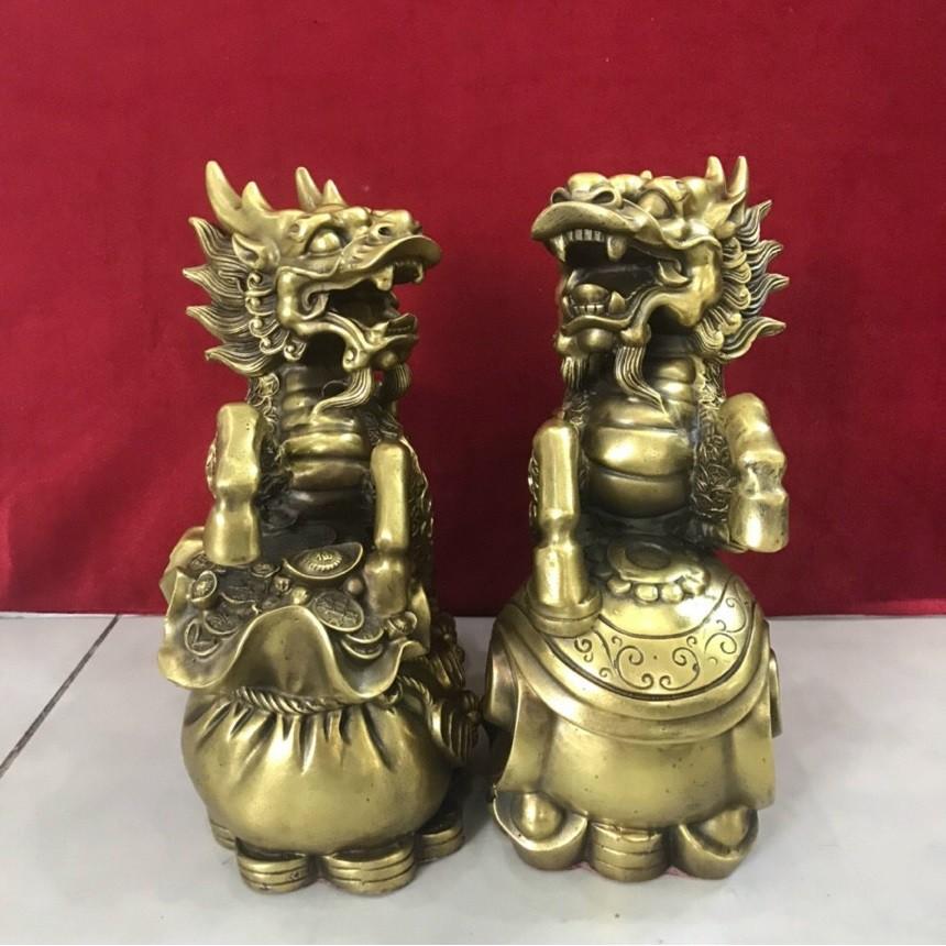Cặp kỳ lân vảy tiền bằng đồng MS28