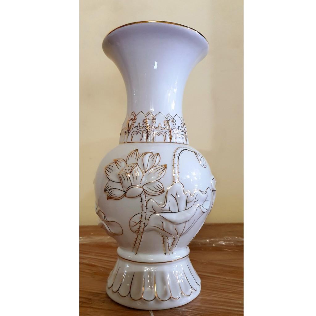 Bình bông bạch ngọc cao cấp cao 17 cm