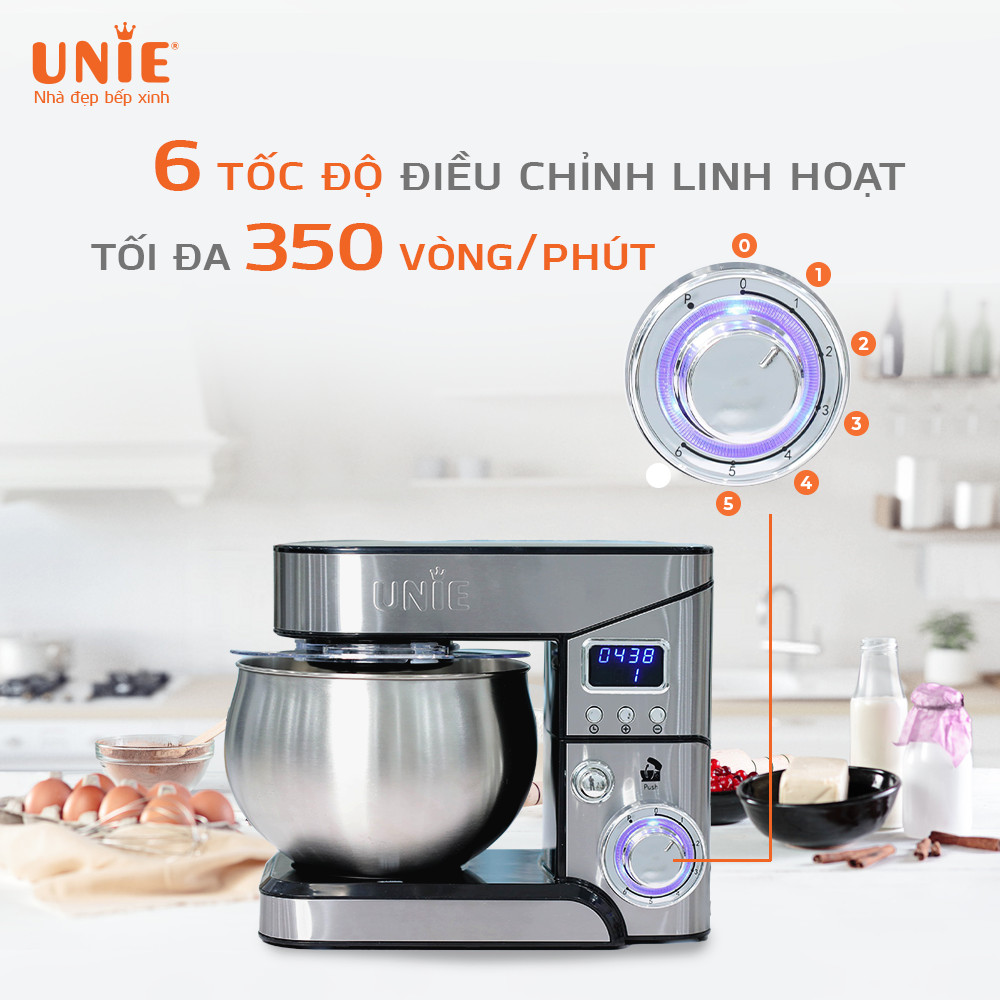 Máy Trộn Bột Đánh Trứng Đa Năng Unie EM2 Tiêu Chuẩn Đức Công Suất 1000W Dung Tích 5L- Hàng Chính Hãng