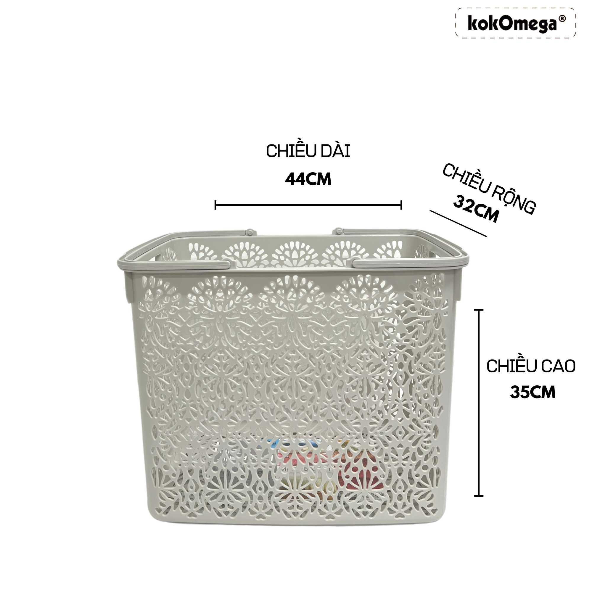 Giỏ Nhựa Hàn Quốc kokOmega Đựng Quần Áo, Tiện Lợi, Có Quai Xách ( AJ-0235)