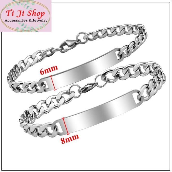 Lắc tay inox bảng trơn đẹp không đen dành cho nam và nữ