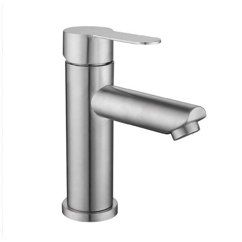Vòi lavabo nóng lạnh màu trắng bóng kiểu thân tròn, thiết kế hiện đại , sang trọng
