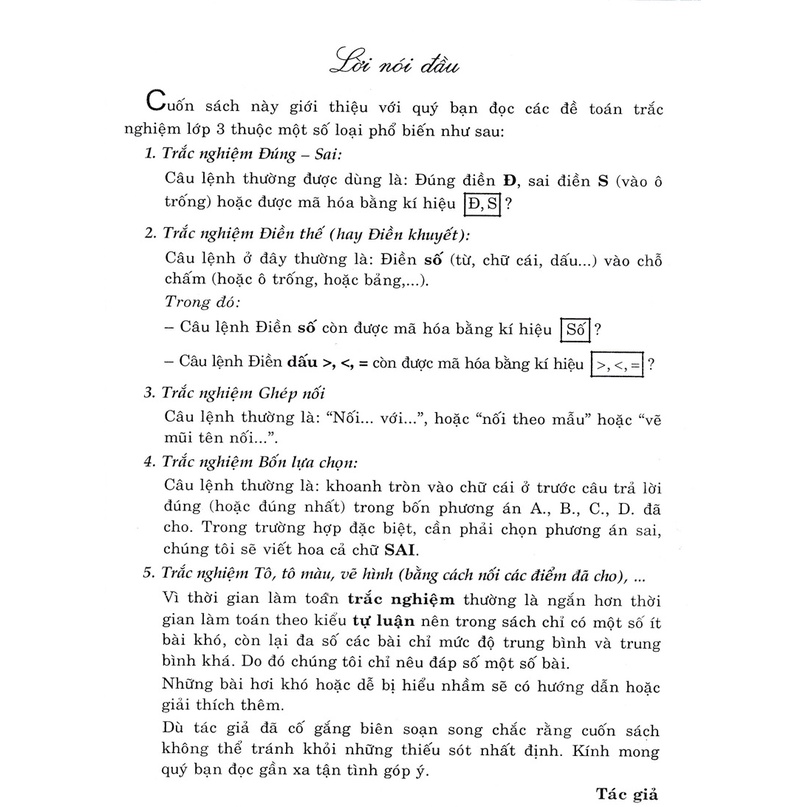 Sách - Các dạng bài tập trắc nghiệm toán 3
