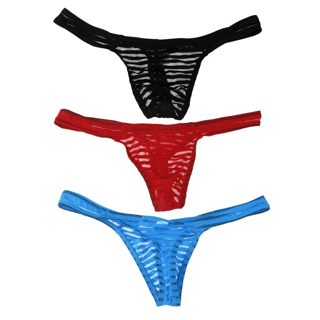 3/set Men’s See-through Mesh G-string Underwear T back Thong Bikini M-XL