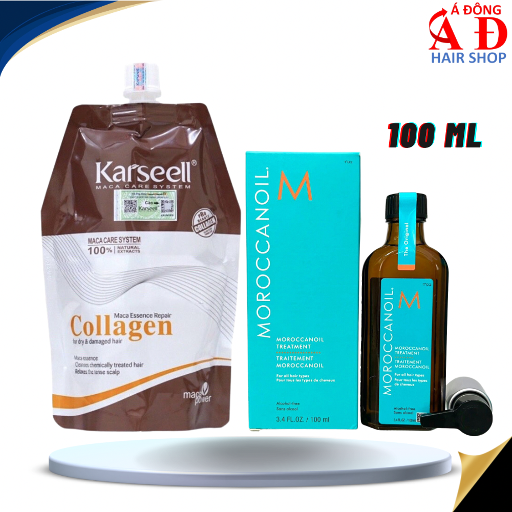 Combo túi ủ tóc Collagen Karseell 500ml tặng chai tinh dầu dưỡng tóc Moroccanoil Treatment 100ml - Chính hãng