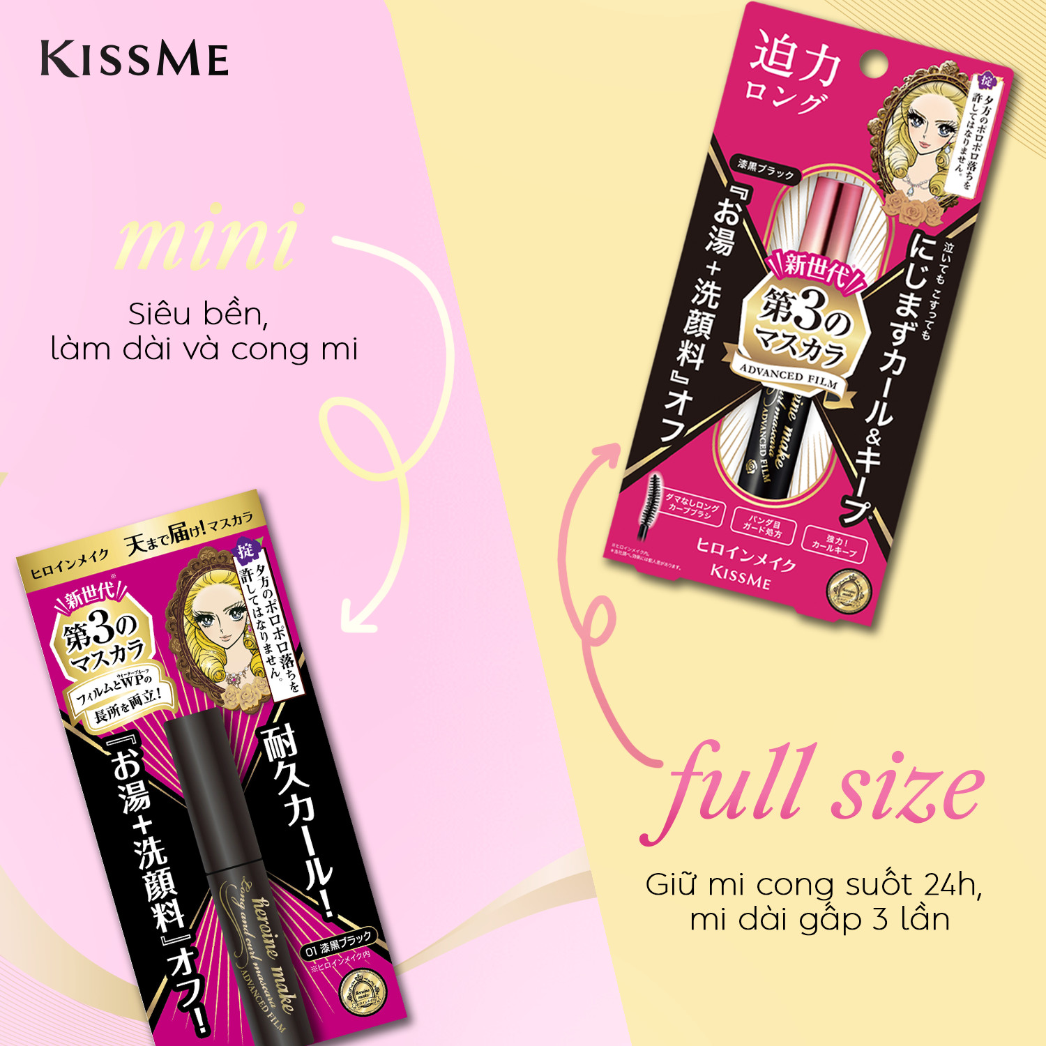 Mascara Dạng Màn Film Kissme Heroine Make Chống Trôi, Giúp Nâng Cong Và Dài Mi (6G)