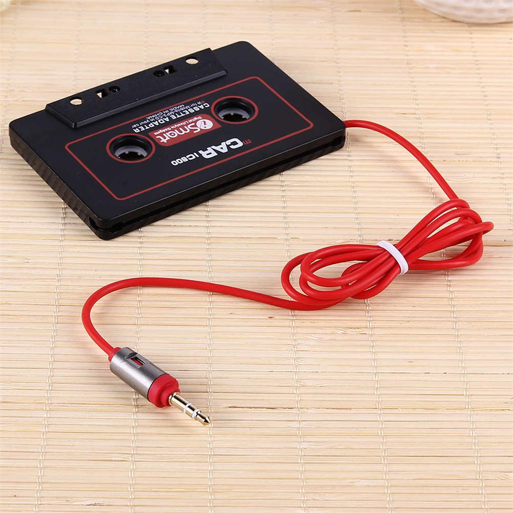 BLACK IN CAR CASSETTE TAPE ADAPTER CD PLAYER 3.5MM STEREO MUSIC AUDIO
