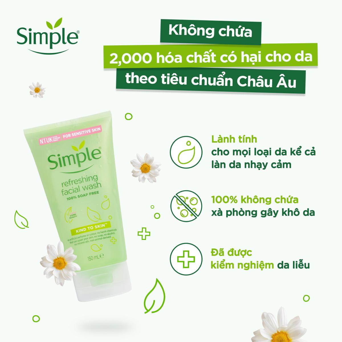 [MẪU MỚI] Sữa Rửa Mặt Dạng Gel Simple Refreshing (150ml) -