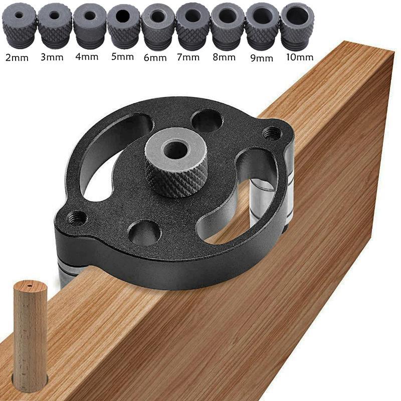 Vertical Self Centering Dowel Jig Kit, Dowel Drill Bit, Drill Bit Hole Jig Hole Puncher Locator, 2-10mm Wood Hole Drill Bit Set Woodworking Tools
