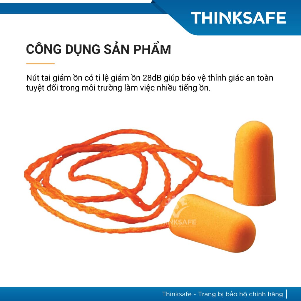Nút tai chống ồn 3M 1110 cấu tạo từ PU xốp, bịt tai chống ồn đạt chỉ số NRR 29dB -
