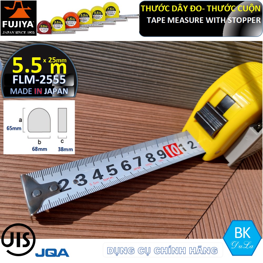 [Hàng SX tại Nhật] Thước dây- Thước cuộn 25mm 5.5M Fujiya FLM-2555 GENUINE- Made in Japan