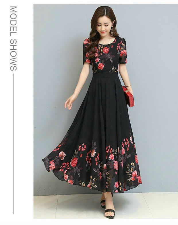 ĐẦM MAXI HỌA TIẾT HOA CAO CẤP