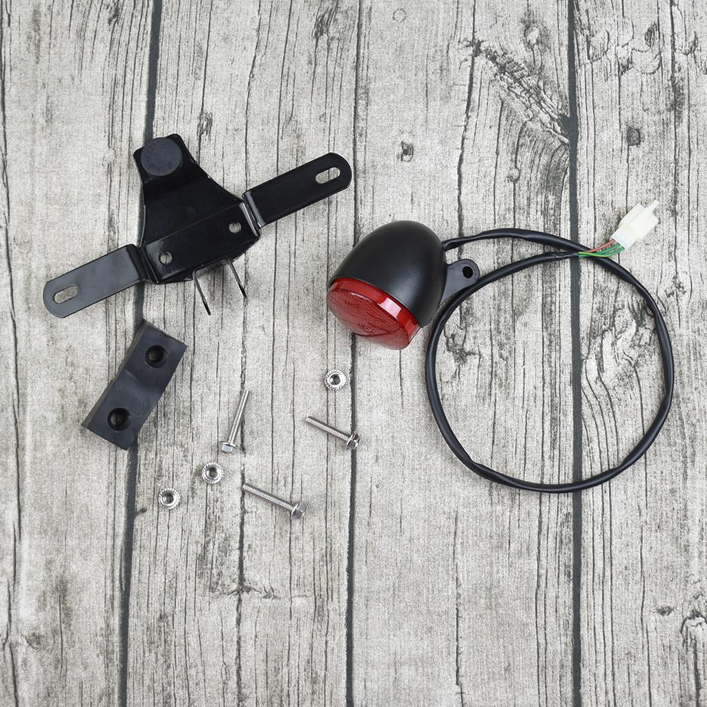 1pc Motorcycle Round Tail Lights Brake Stop Running Light License Plate Holder