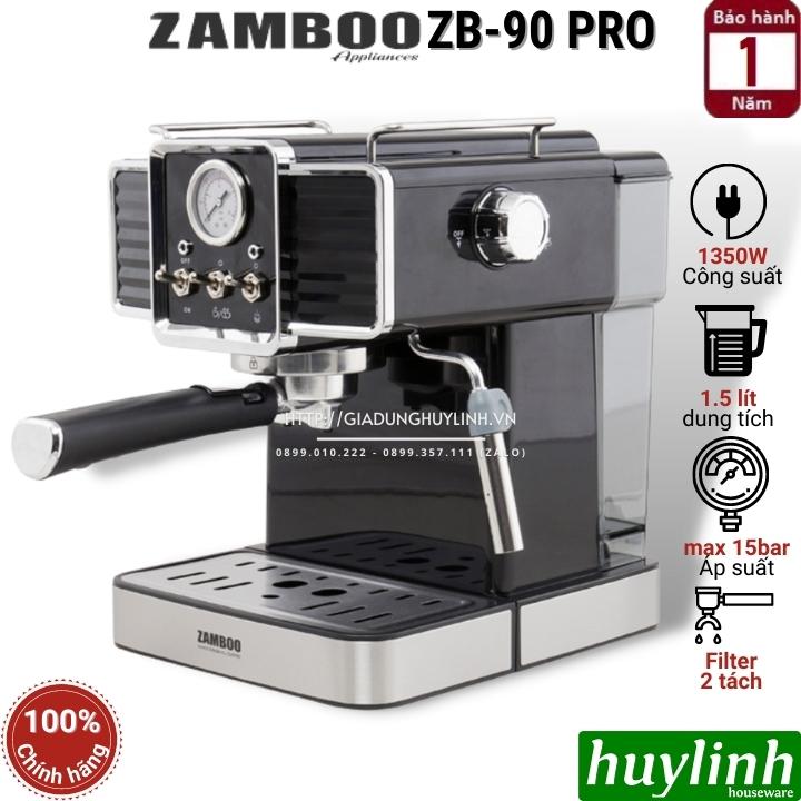 Máy pha cafe Zamboo ZB-90 Pro - 15 bar - Tặng máy xay 100GR - Hàng chính hãng