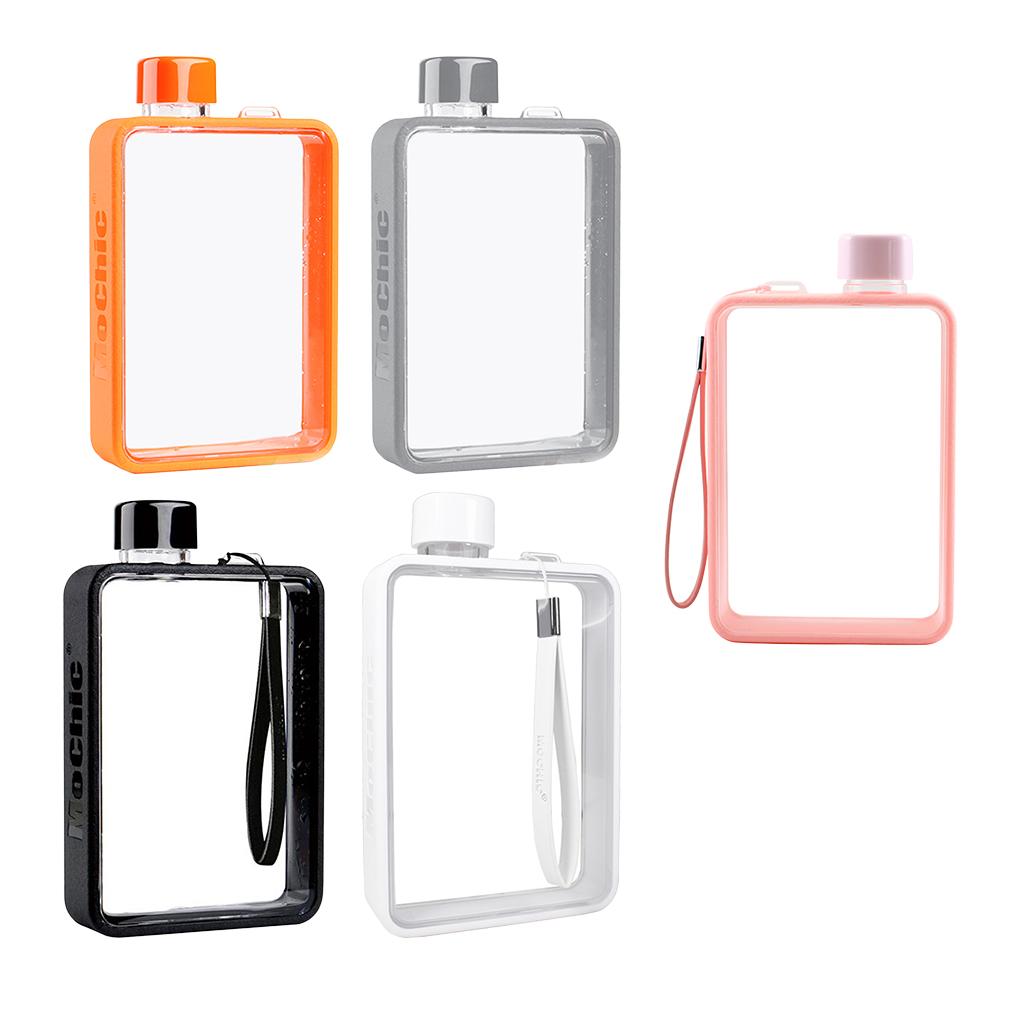 Clear Reusable Small Drinking Water Bottle Plastic - BPA Free, LeakProof, Refillable Clean Flat Memo Slim Thin Flask