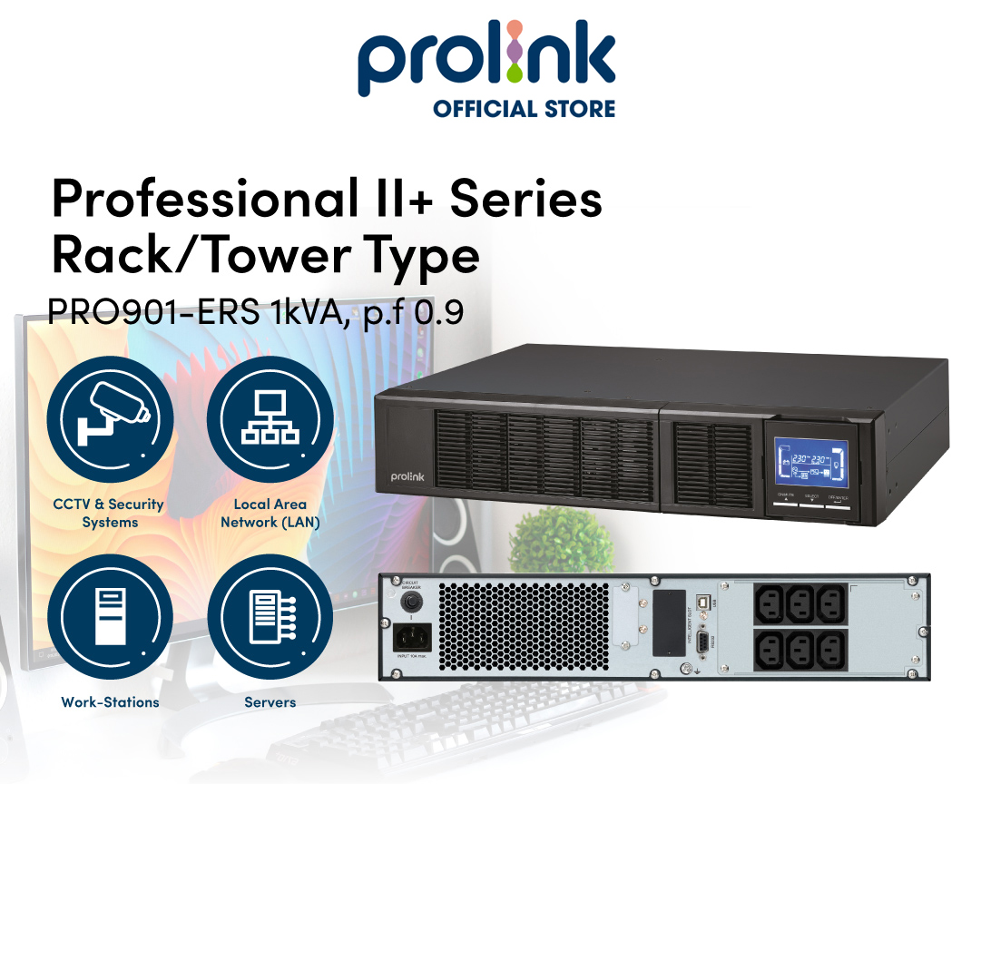 Bộ lưu điện UPS Online PROLiNK PRO901ERS (1000VA/900W) bảo vệ tối đa cho các tải quan trọng trong ứng dụng công nghệ - Hàng chính hãng