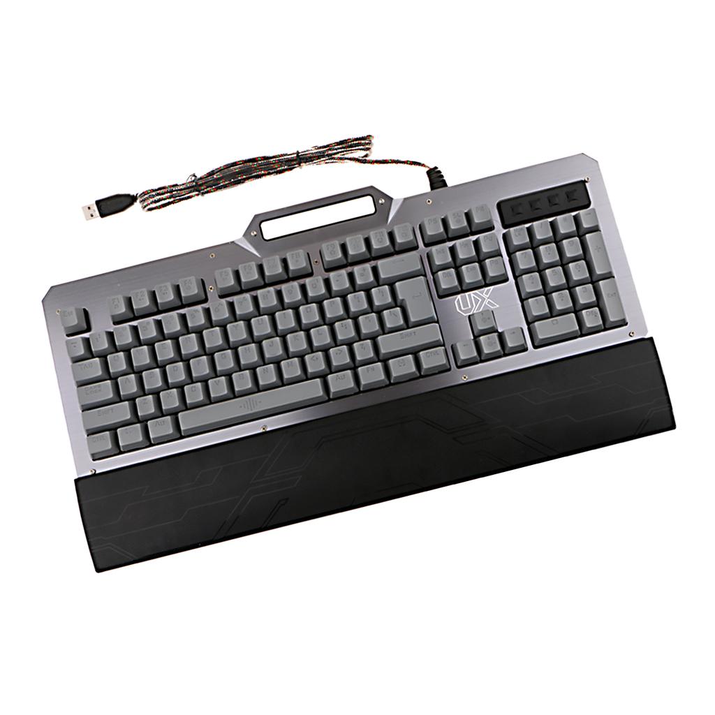 104 Keys Ergonomic Backlit Gaming Mechanical USB Wired Keyboard Blue Switch