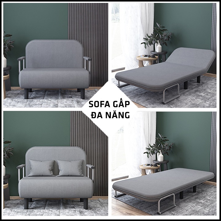 Giường sofa gấp gọn thành ghế sofa phong cách Hàn Quốc, khung sườn thép chịu lực chắc chắn với nhiều chế độ ngả lưng