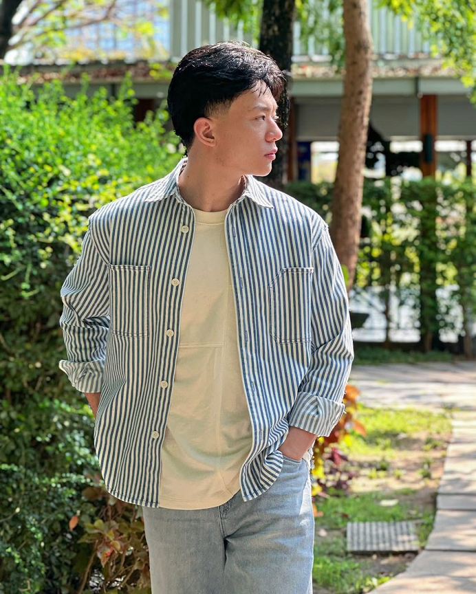 Áo sơ mi jean sọc tay dài nam.Loose - RT 10S25DSH007 | ROUTINE CÀ MAU