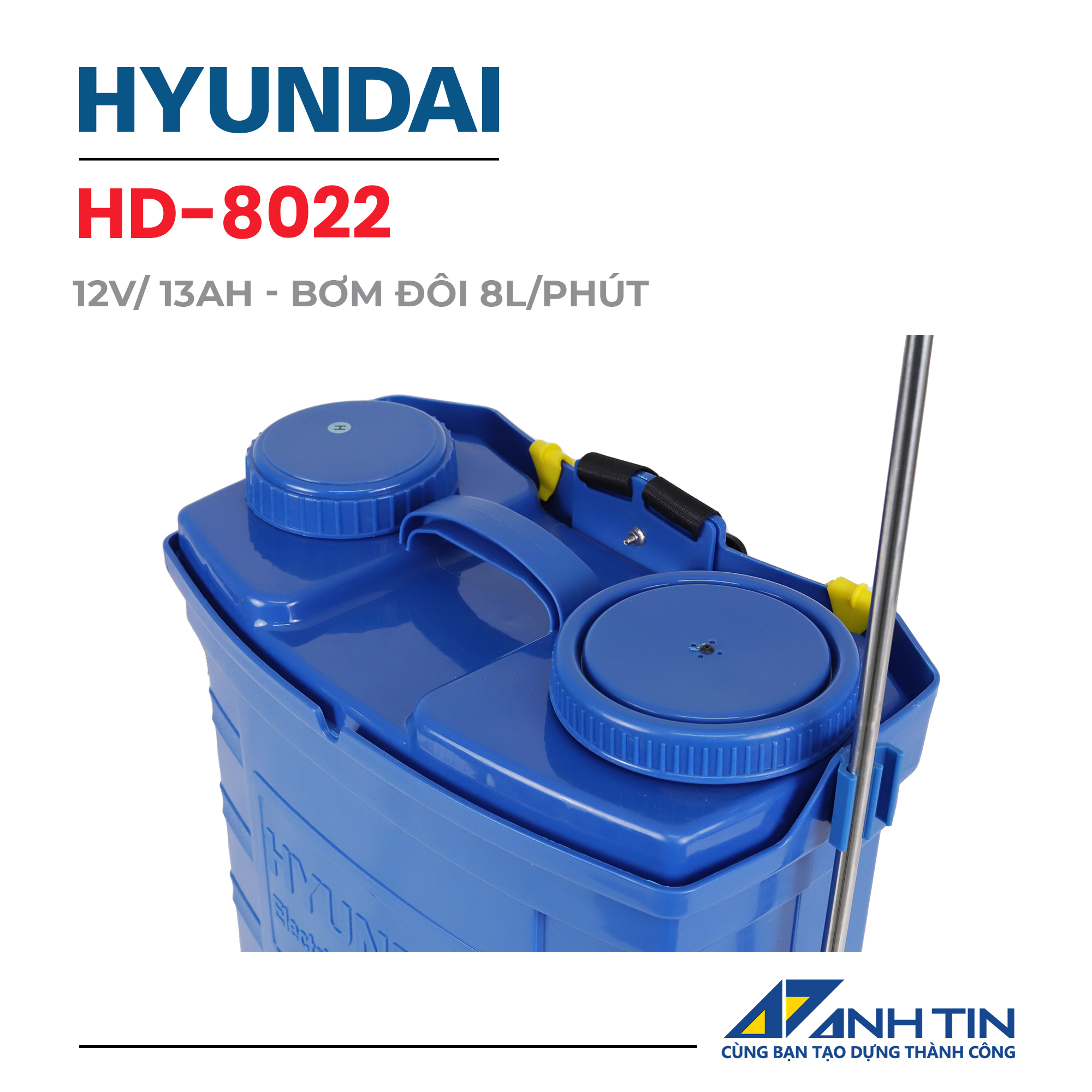 Bình xịt điện HYUNDAI HD-8022 (20L, 12AH, bơm đôi)