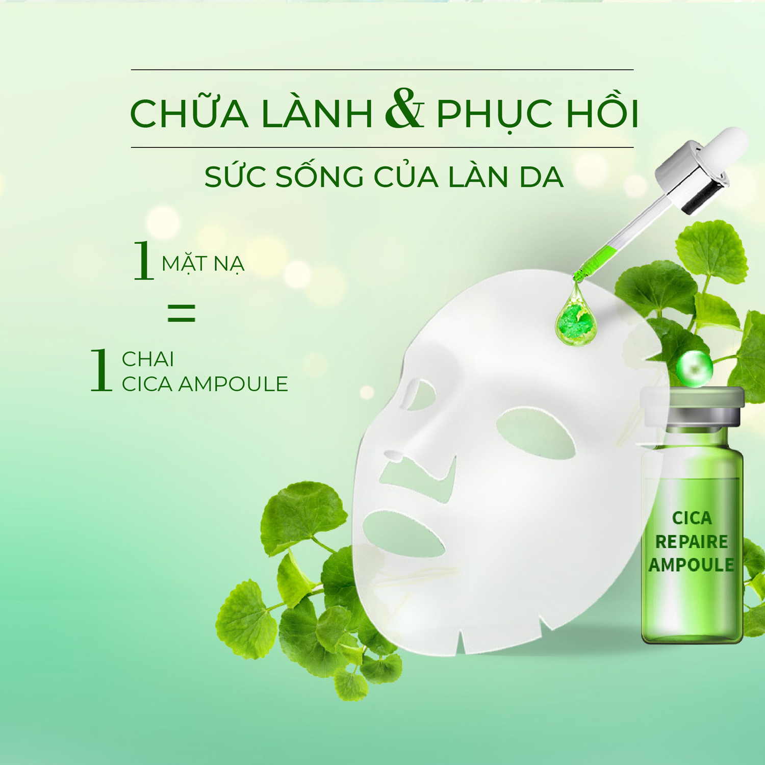 Mặt nạ giấy dưỡng ẩm Bio-essence Bio-treasurre tinh chất Rau má 20ml