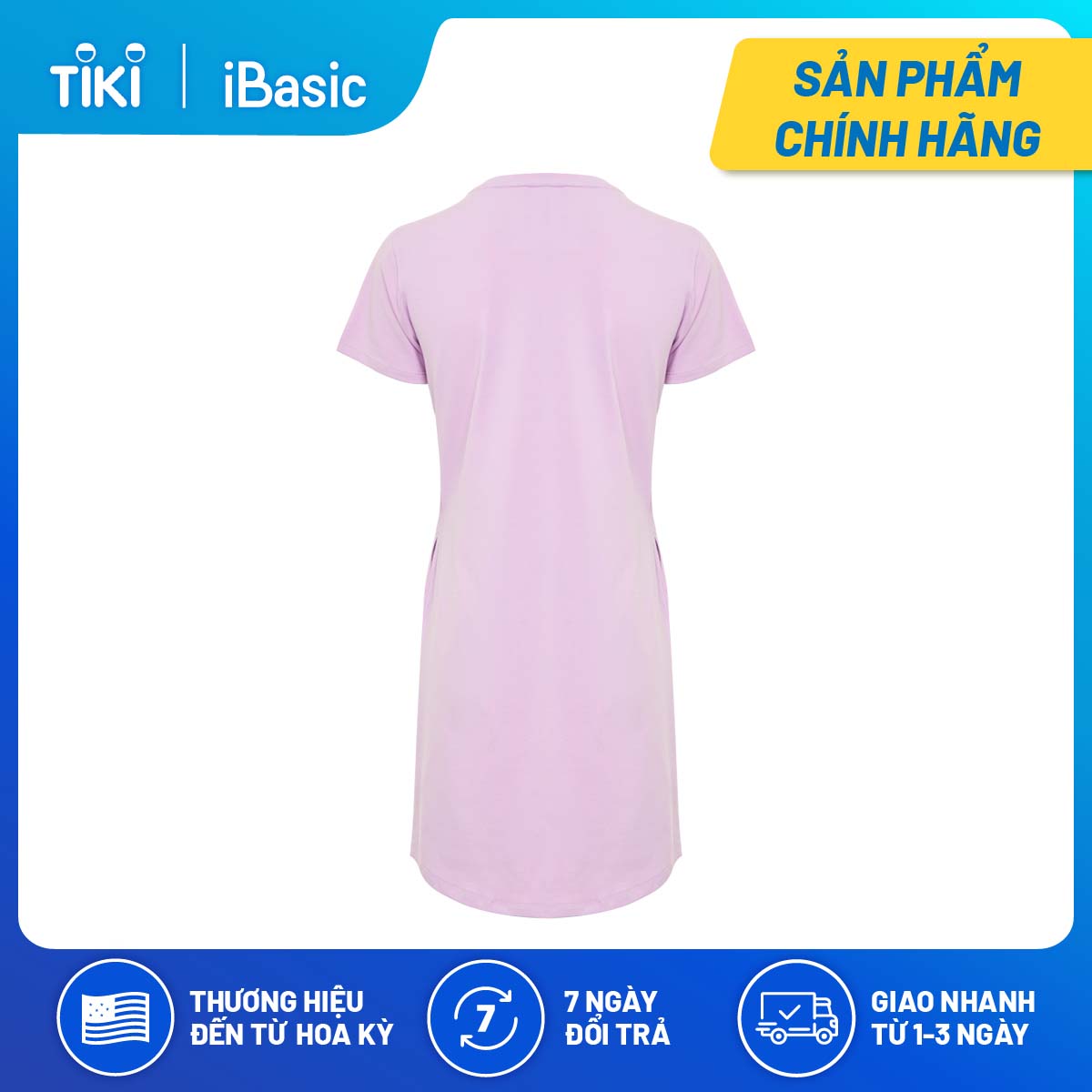 Đầm mặc nhà thun cotton tay ngắn in hình iBasic SW060