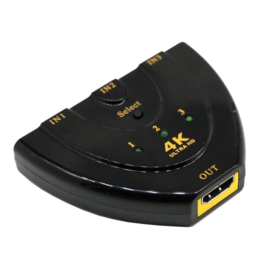 4K 3Port HDMI Cable Auto Splitter Switch Multi Switcher Hub 3 In 1Out 3D