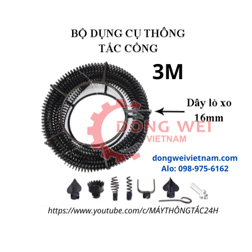 Dây Thông Tắc Cống Dạng Lò Xo Dây Phi 16 - Sử Dụng Bằng Khoan