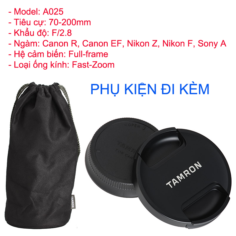 Ống kính Tamron SP 70-200mm F/2.8 Di VC USD G2 - Hàng chính hãng