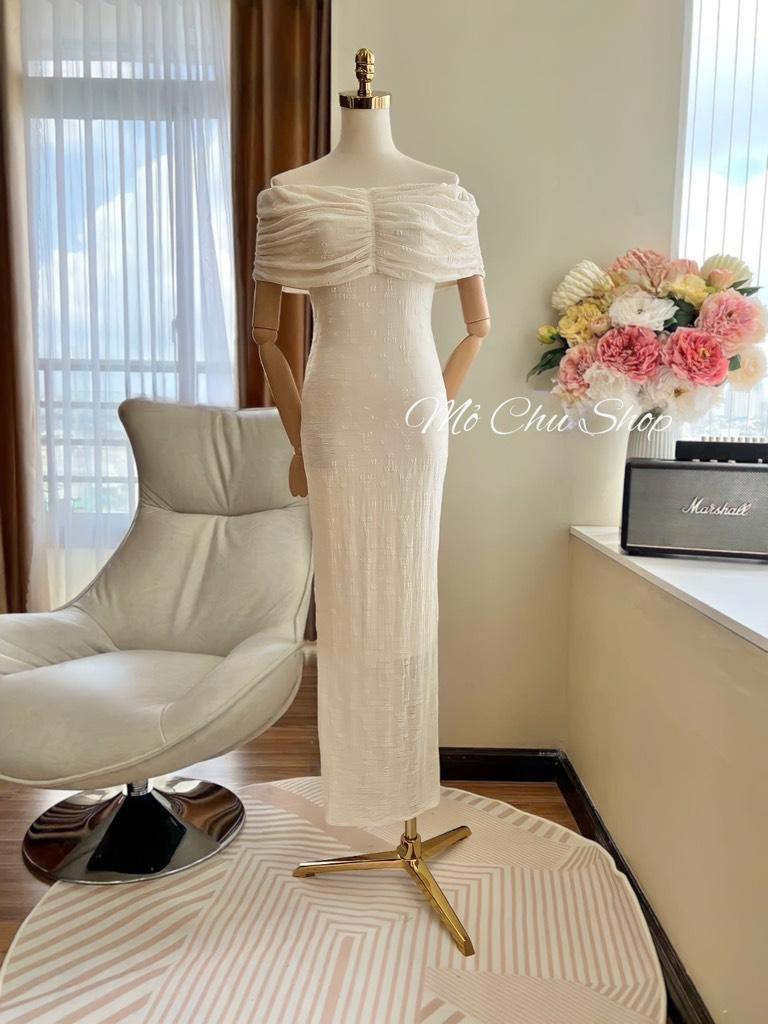 Đầm maxi ren dự tiệc trễ vai gợi cảm