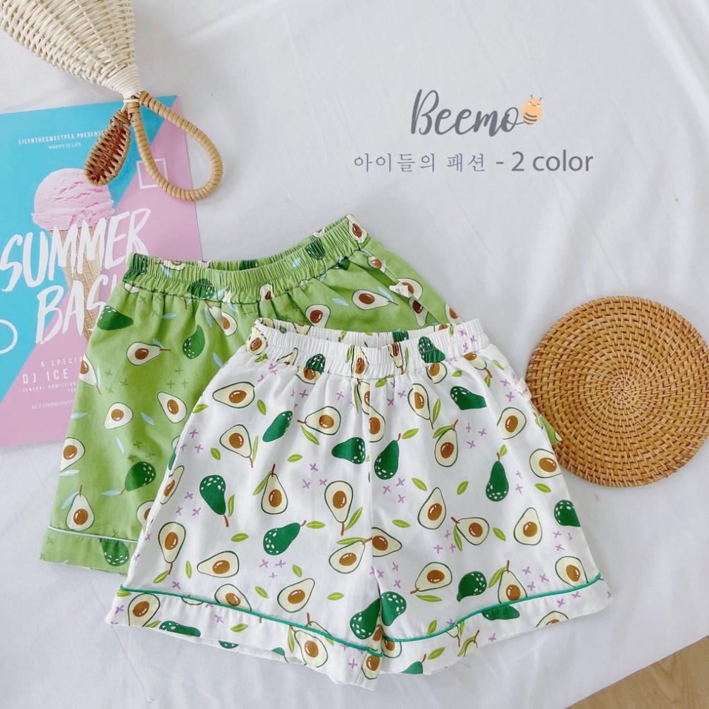 Set bộ Pijama cộc tay cho bé nam nữ Beemo - Chất liệu thô Hàn, họa tiết quả bơ xanh xinh xắn, thoáng mát B050