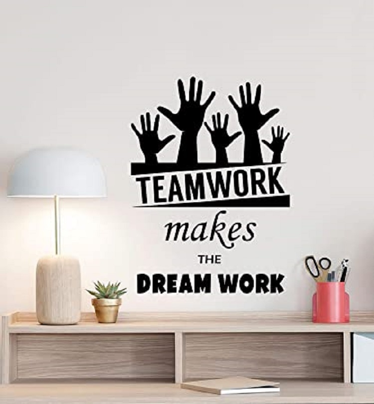 Decal dán tường chữ TEAMWORK truyền động lực trang trí sang trọng dán được kính, gỗ