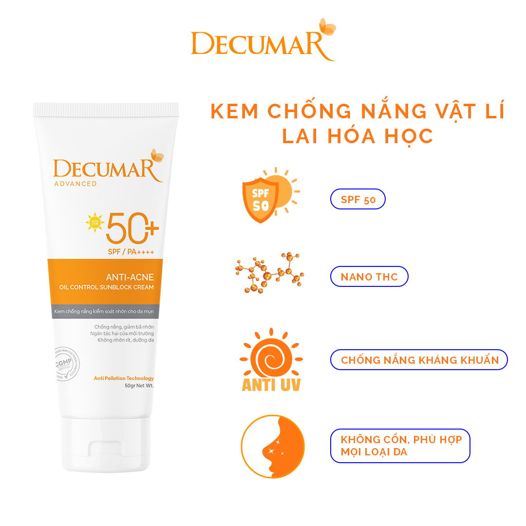 Kem chống nắng Decumar Advaced Sunblock hoàn toàn mới 50g