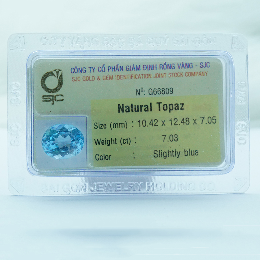 Viên đá Topaz kiểm định tự nhiên mài giác oval - 66809