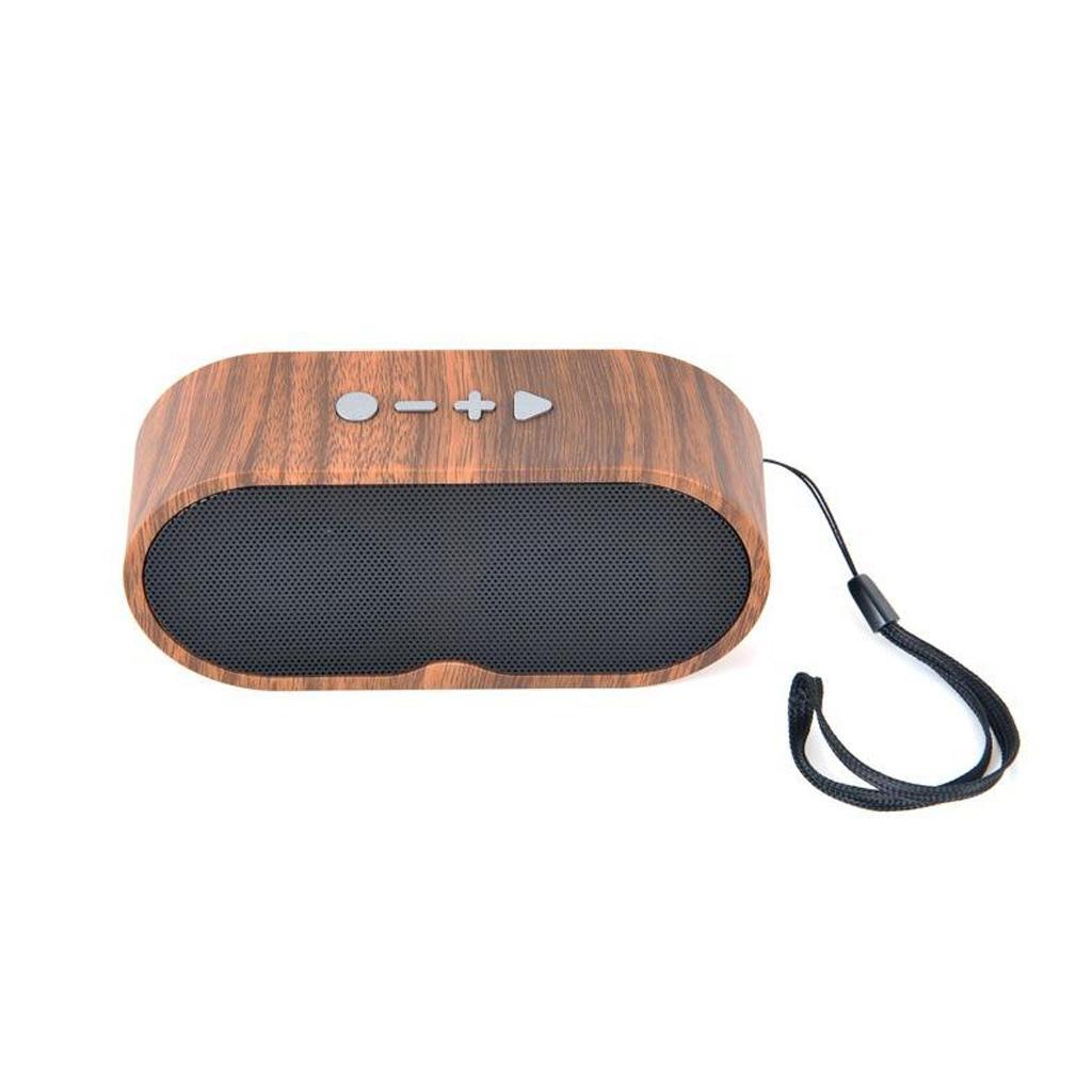 Wood Grain Wireless Bluetooth 5.0 Speaker Loudspeaker With Mic FM USB TF
