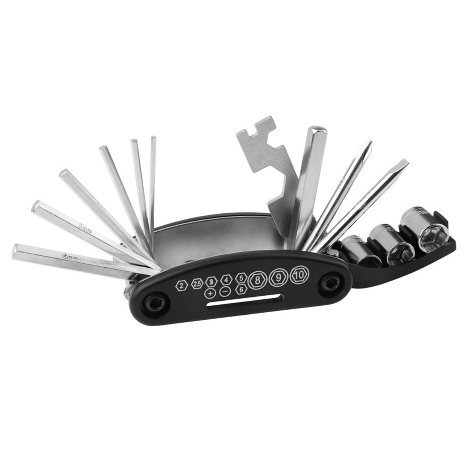 Bike Repair Tools Bag Bicycle 16 in 1 Key Wrench Handy Maintenance Fixed Set