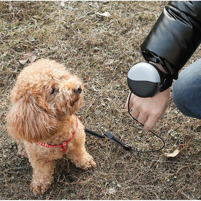 Đồng hồ đeo tay co giản dẫn chó đi dạo có thể thu vào PET LEASH (Xám Đen)