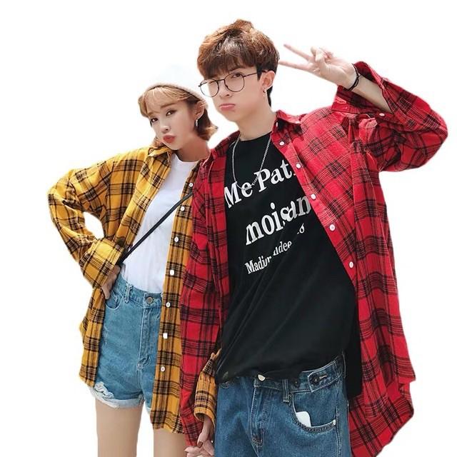 Áo Khoác Sơ Mi Caro KẺ UNISEX NAM NỮ Dài Tay 2 màu