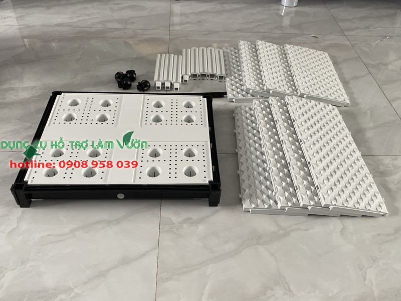 Chậu ghép nhật đáy 42*51cm cao 48cm - chậu trồng rau thông minh - màu trắng