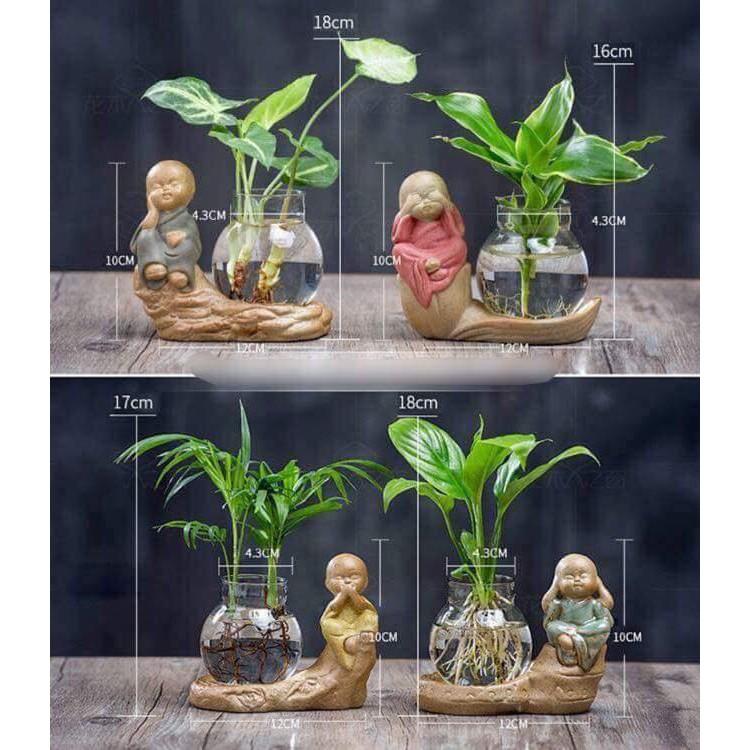Set tượng 4 không an lạc kèm lọ hoa phong thủy dùng trồng cây, nuôi cá cảnh