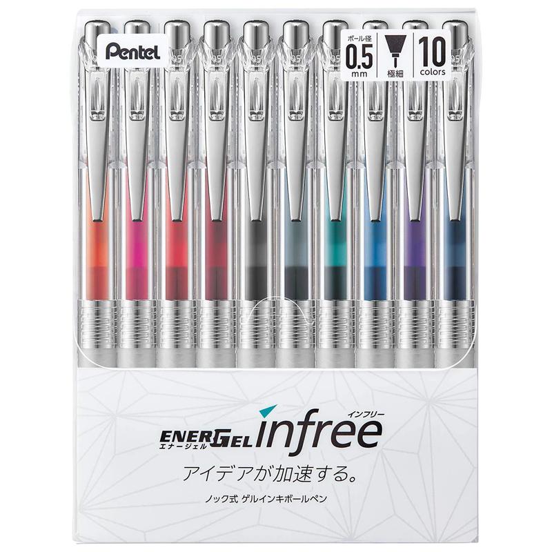 Hộp 10 Bút Bi Gel Energel Infree - Pentel-BLN75TL-10