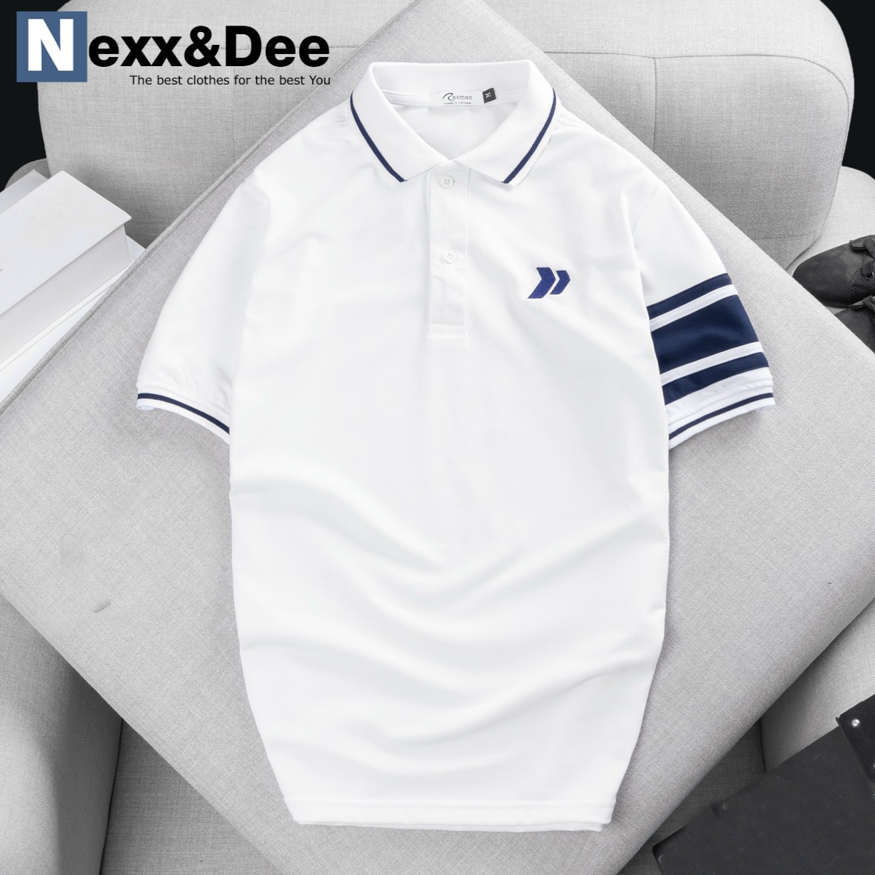 Áo thun POLO nam cá sấu có cổ bẻ phối sọc ngang ở cổ cao cấp Nexx&Dee PL18