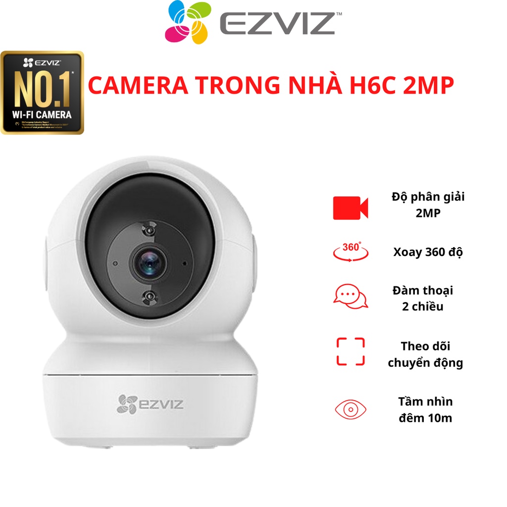 Camera Wifi trong nhà xoay 360 độ Ezviz H6C đàm thoại 2 chiều - Hàng chính hãng