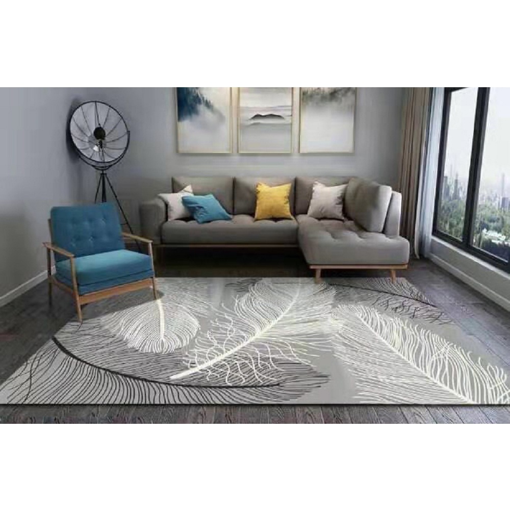 Thảm trải sàn Sofa sang trọng hiện đại trang trí phòng khách Bali in 3D Nhung nỉ lì cao cấp BL09 - Khối tròn vàng