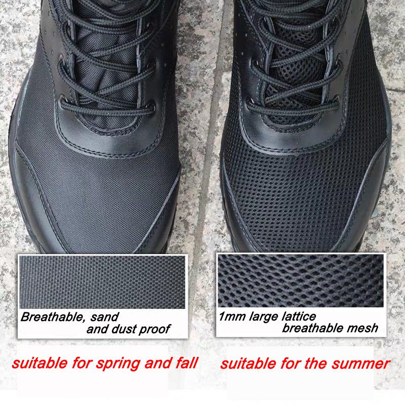 Mùa Hè Chiến Đấu Boot Nam Nữ Leo Núi Huấn Luyện Nhẹ Chống Nước Chiến Thuật Giày Đi Bộ Đường Dài Lưới Quân Đội Giày Color: Black Mesh Shoe Size: 39