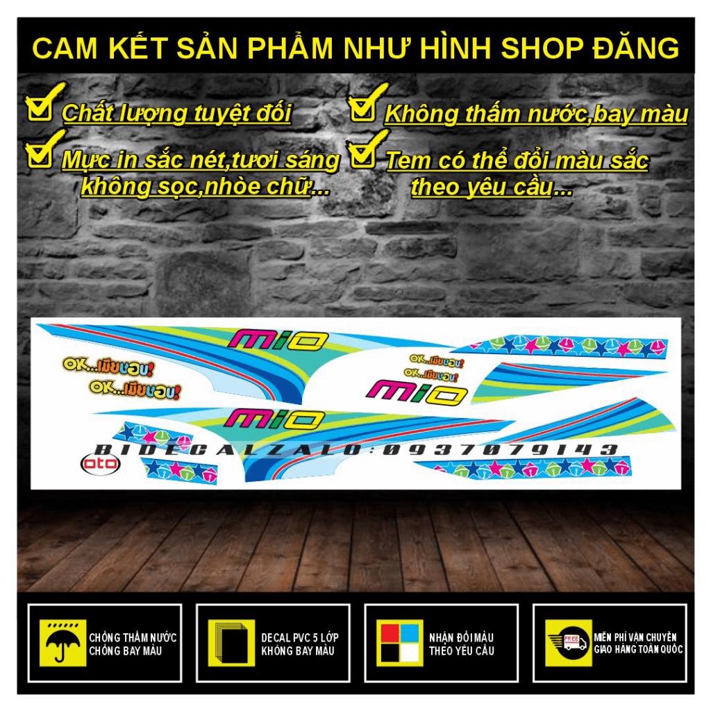 TEM RỜI MIO NHỎ ĐỜI ĐẦU MẪU 7 MÀU DÁN XE TRẮNG - BI DECAL