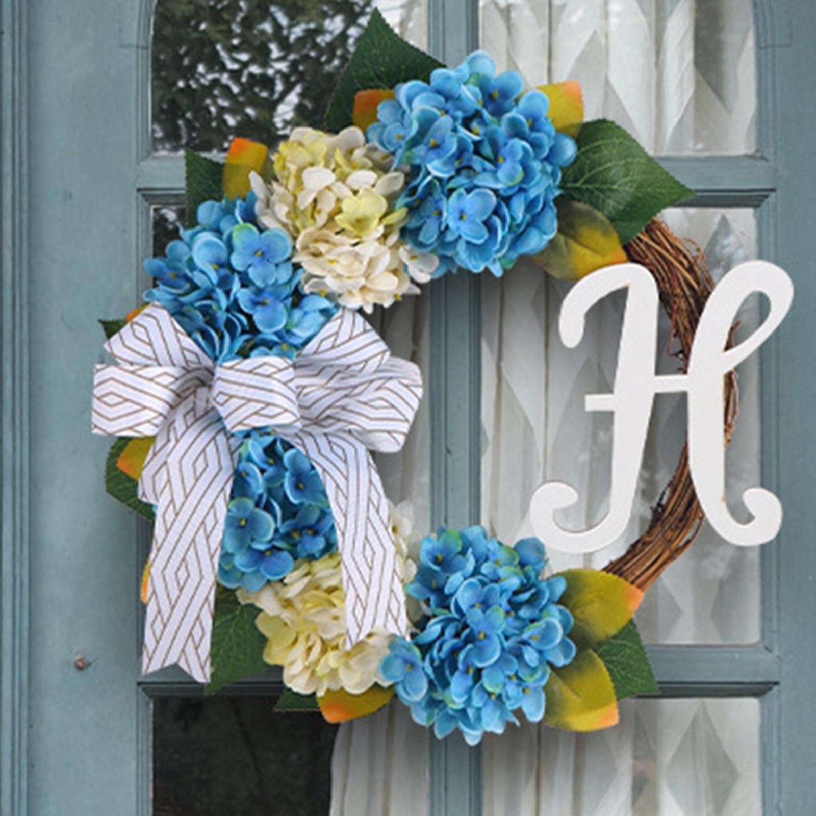 Hydrangea Wreaths Front Door Greenery Flower Garland Indoor Outdoor with Bow Artificial Flowers Wreath Cottage Wreath for Celebration Easter