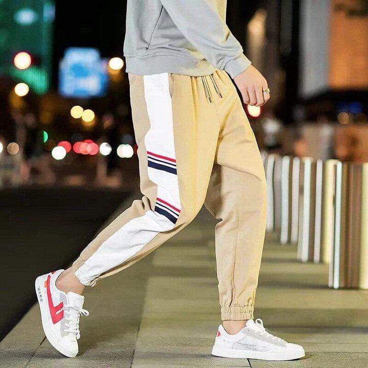 Quần jogger nam thun nỉ chạy line sọc cá tính thể thao,năng động phong cách,tôn dáng cho người mặc,màu sắc dễ phối đồ,Quần Jogger nam Phong cách đường phố phối sọc PALAGF, Quần dài thể thao chất thun da cá mềm mịn